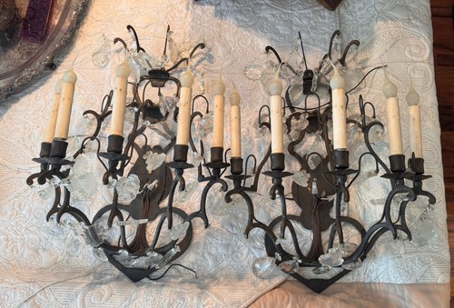 Sconce pair crystal vintage - crystal,