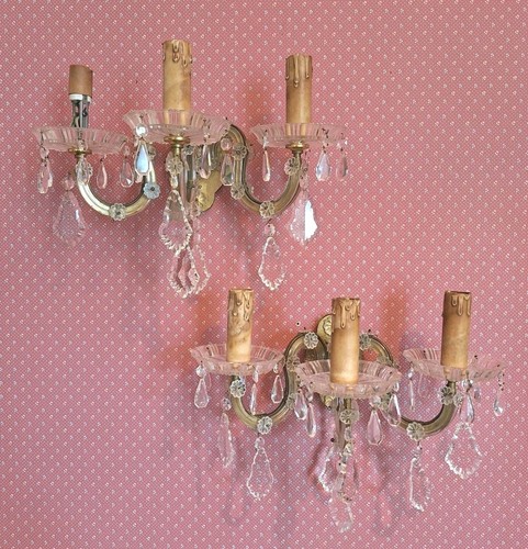 Antique crystal wall sconces - antique,