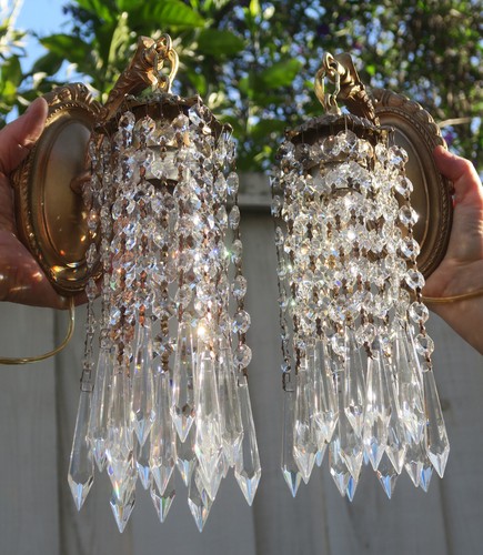 Pair vintage sconces - pair, brass